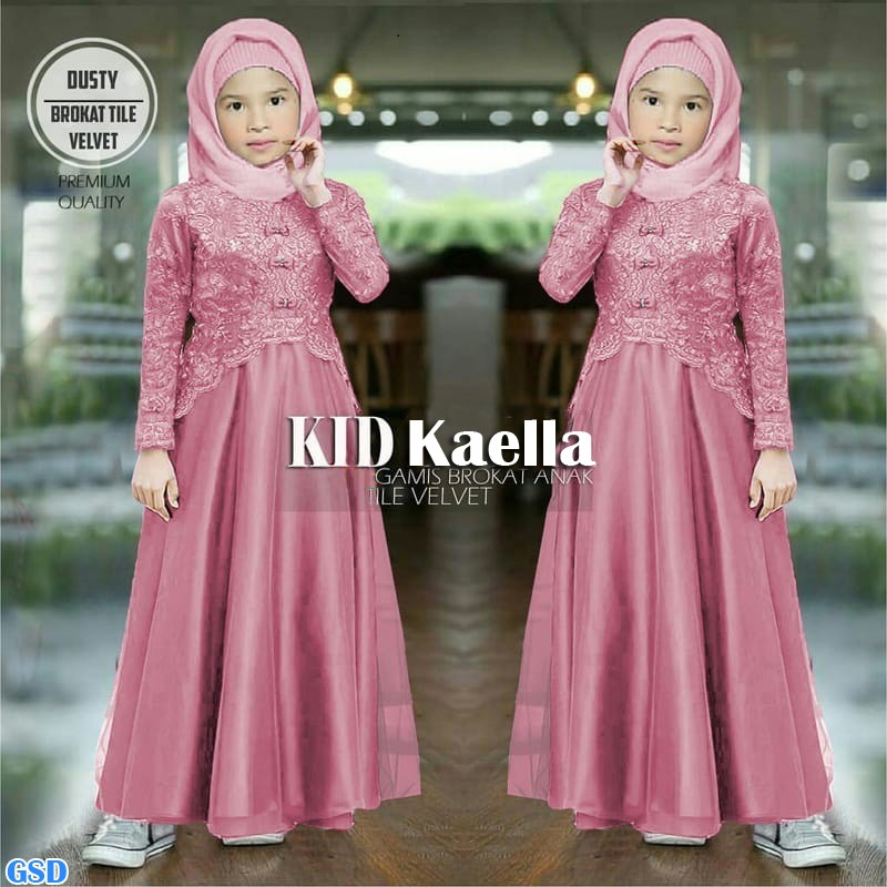 Maxi Kaella Kids/Baju Pesta Anak Muslim/ Gamis Anak Kombi Brukat/ Baju Anak Muslim Diskon