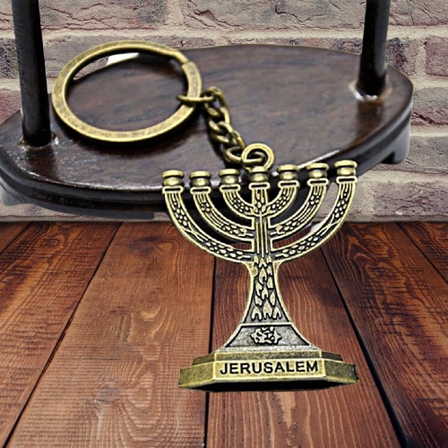 Gantungan Kunci Menorah Kaki Dian Hanukkah Souvenir Profetik Mesianik Judaika