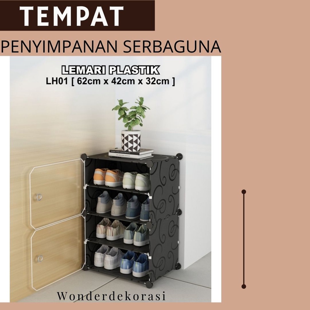 Rak Sepatu Portable 2 Kolom 4 Kotak Lemari Portable Tempat Penyimpanan Bumbu Lemari Dapur Lemari Mini Portable Serbaguna