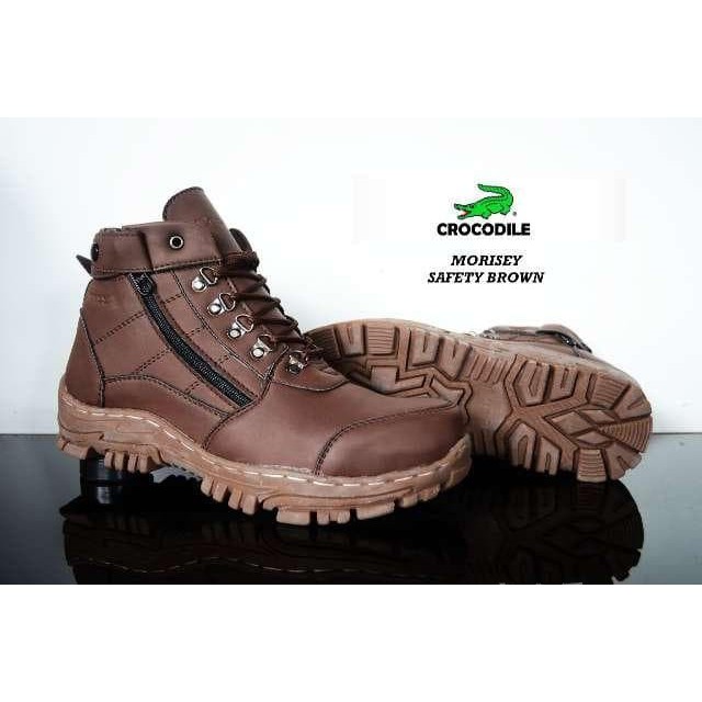 SM88 - Sepatu Cowok Murah Pria Crocodile Morisey Sleting Coklat Boots Safety Kerja Outdoor Hiking