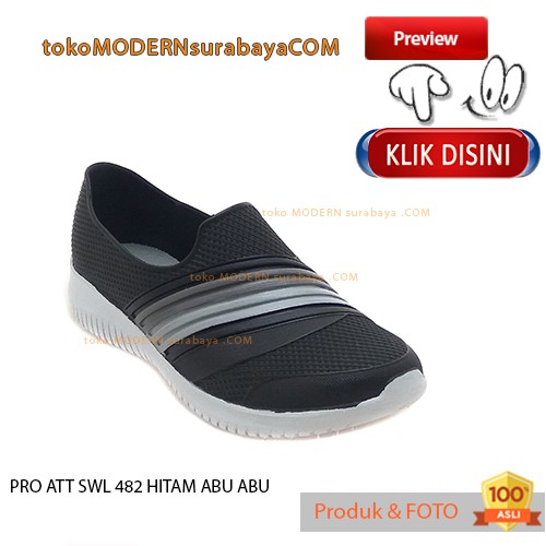 PRO ATT SWL 482 HITAM ABU ABU Sepatu Wanita Sepatu Slip On Karet