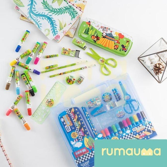 

RUMAUMA Set Stationery Mini Spidol - Perlengkapan Tulis Anak Blue rumau90 Kualitas Baik