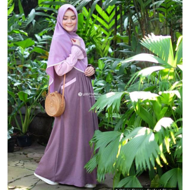 Baju Gamis Wanita Remaja Katun Polos Syari Busui Dress Muslim Lebaran Yasmeera Olivia Supernova