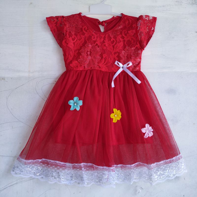 Dress anak 1 2 tahun baju anak cewek perempuan gaun cantik unik tutu brokat (Dress fitriyalova)