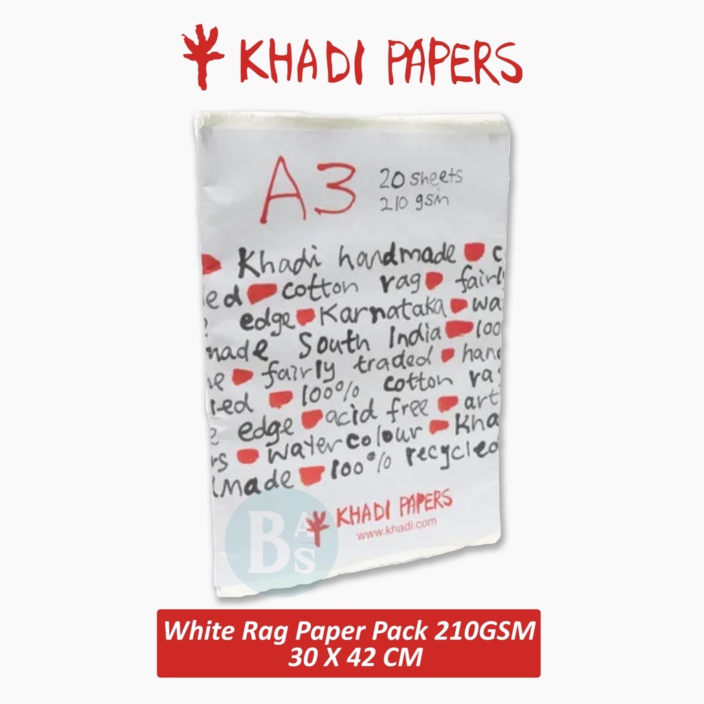 

Khadi White Rag Paper Packs / 210g / A3