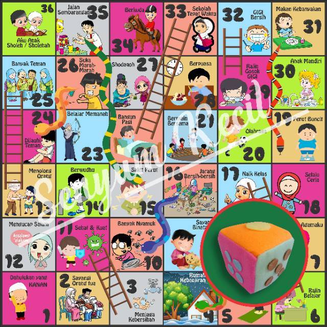 Ular tangga jumbo raksasa dadu flanel anak sholeh sholehah bahan banner