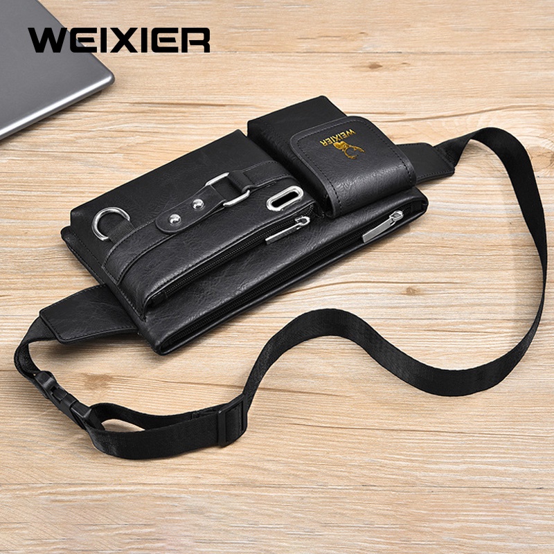 WEIXIER 8117 Tas Selempang Pria Kulit Waistbag Anti Air WK-SBY