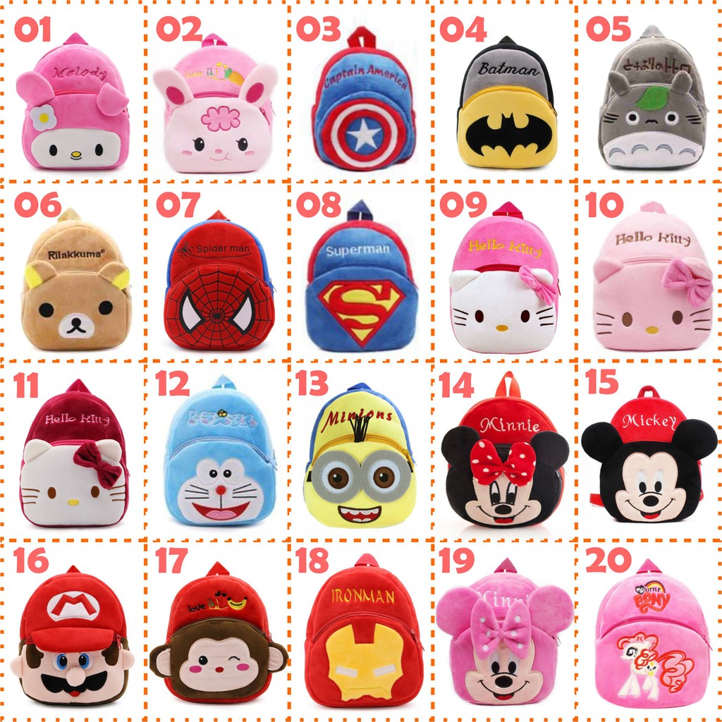 Tas Ransel Anak Karakter Aneka Motif Backpack Impor
