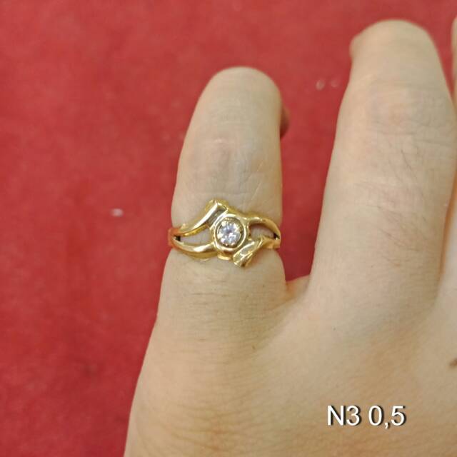 Cincin No 3 anak dan dewasa emas asli kadar 700 70% 22 1 satu gram gold kuning permata strawberry mickey warna