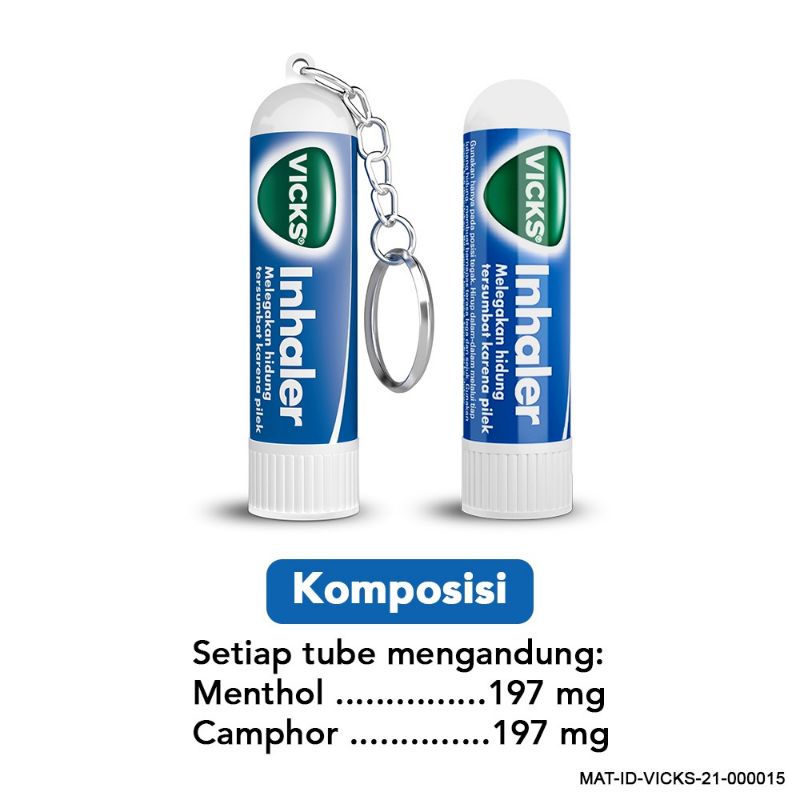 Vicks Balsem Inhaler Keychain 0,5ml Balsam Dewasa Hirup Redakan Pilek