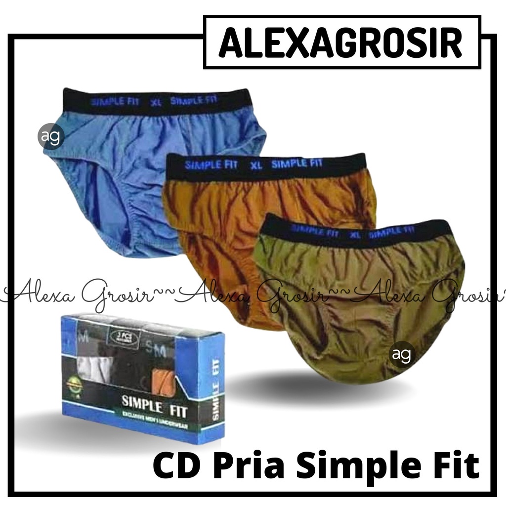 Undies Celana Dalam Pria Polos Merk Simple Fit Ukuran ampe extra jumbo size M,L ,XL,3L,  1 pcs alexa