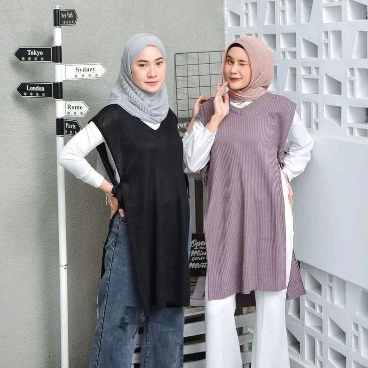 Dijamin Miring harga.. Rompi Tali Long Tunik / Vest Premium Rajut Wanita / Rompi Panjang