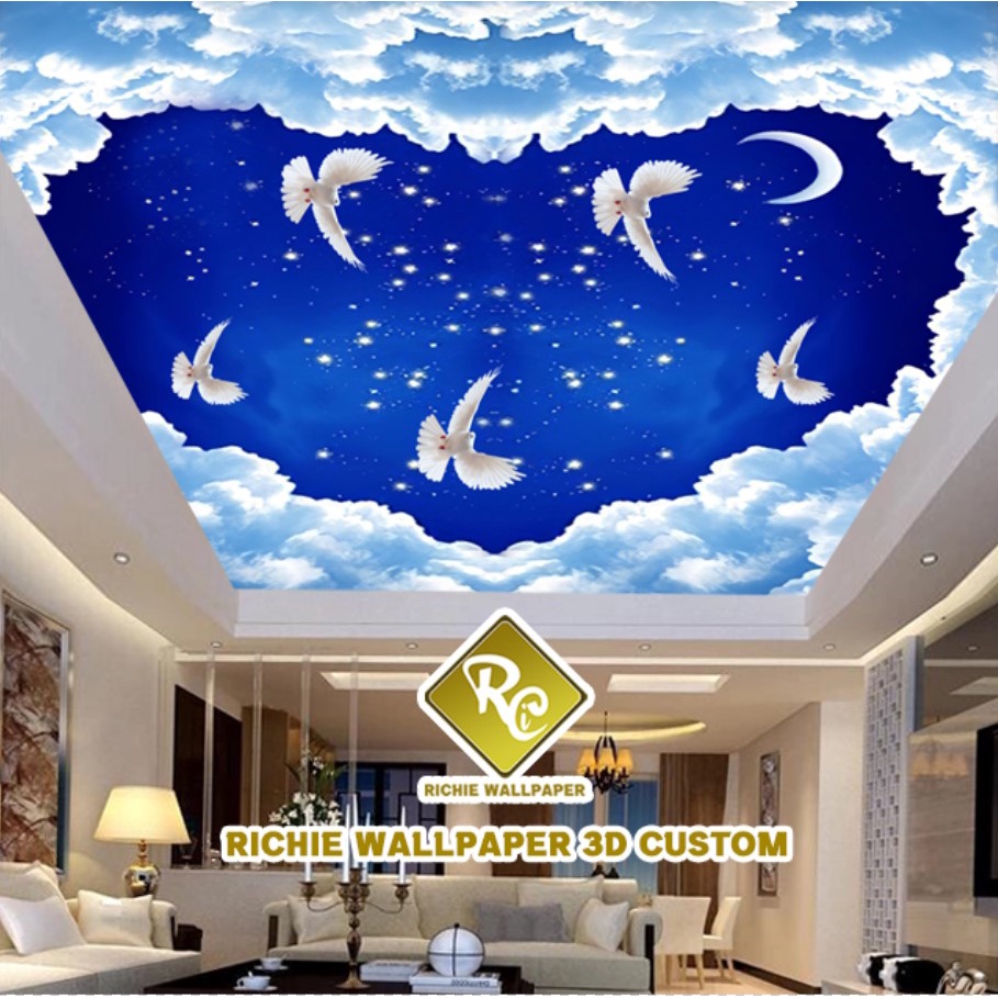 Jual Wallpaper Dinding 3D Custom Motif Plafon- wallpaper dinding murah