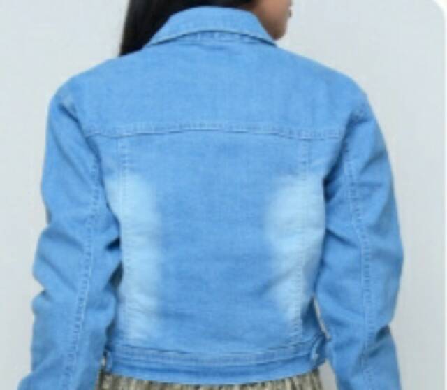 MC girl Jaket Jeans Sobek Crop Wanita / Jaket Body Pendek Ripped Cewe