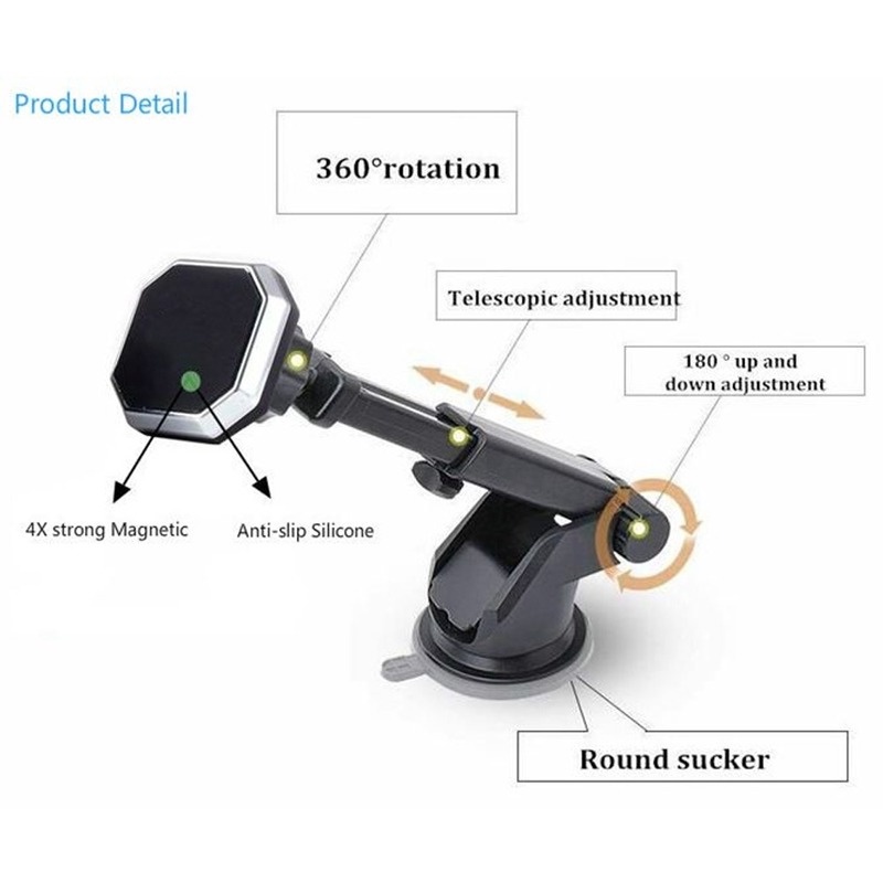 Dudukan ponsel magnetik universal Dudukan ponsel mobil Braket magnet yang dapat disesuaikan Braket kaca depan mobil Dashboard suction cup bracket Braket GPS mobil