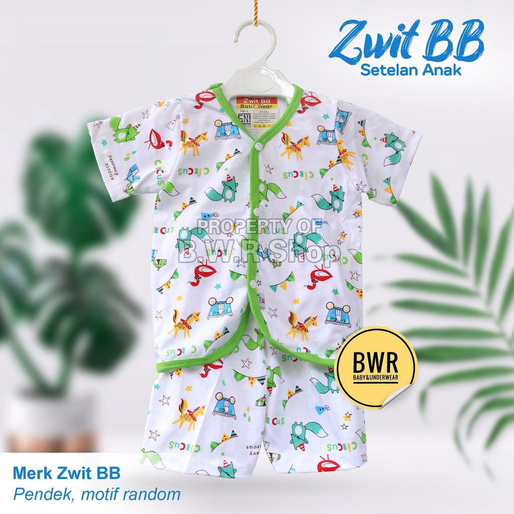 Setelan Zwit BB KANCING PENDEK MOTIF Random / Setelan Anak Bayi Unisex Kaos Celana Pendek | Bwr | MOTIF