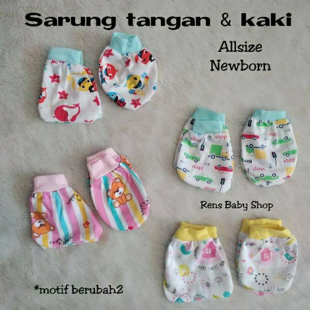 SNI STK Sarung tangan dan kaki MOTIF perlengkapan bayi baru lahir newborn murah PETIT VINATA renda rib