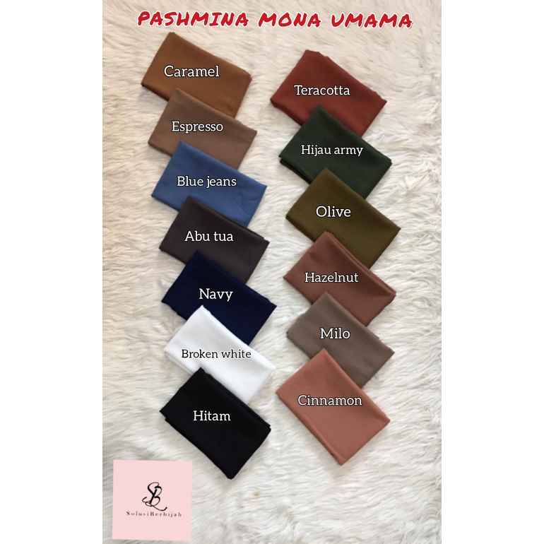 Pasmina MONA LONG ORI UMAMA Hijab Pashmina Ceruty 180x75 cm halus dan adem mudah dibentuk-1