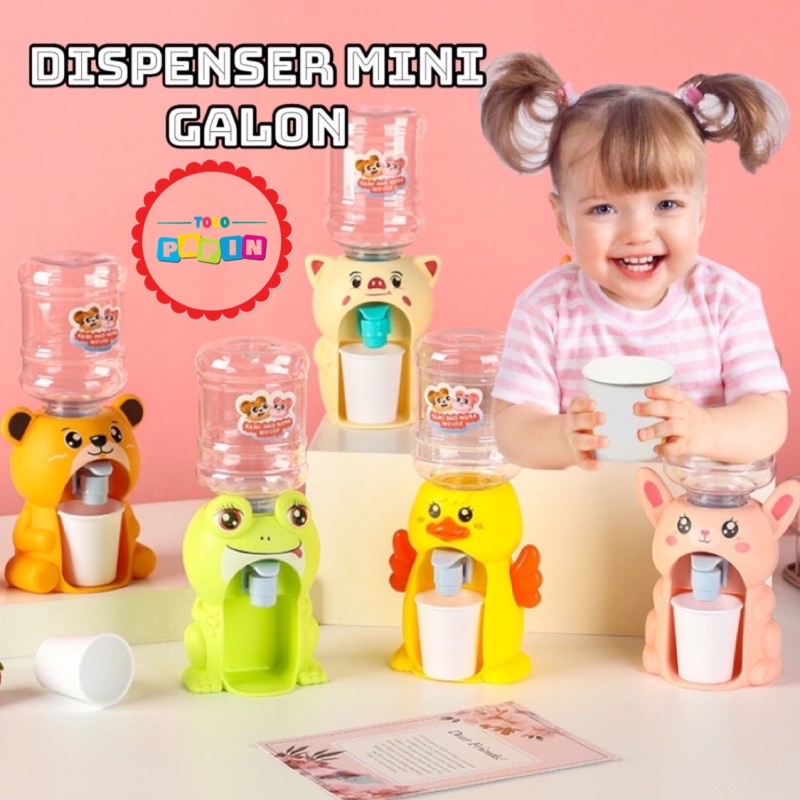 Mainan Dispenser Galon Air Mini Portable Anak Bayi Motif Karakter Hewan Lucu