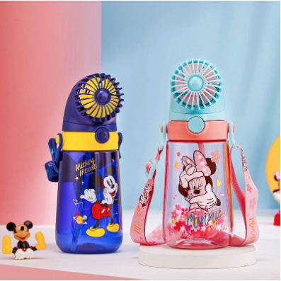 Disney origninal waterbottle straw with fan /botol sedotan dgn kipas WD4452