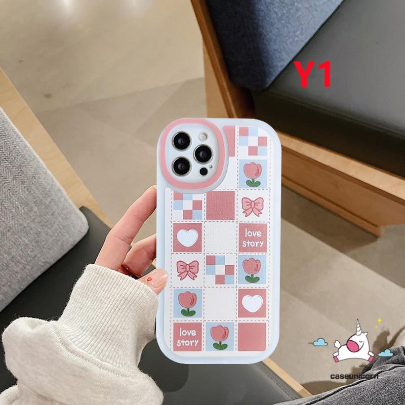Casing Love Heart Vivo Y16 Y02 Y36 Y15 Y20 Y35 Y12 Y22 Y21 V25 V25E Y17 Y20S Y21T Y33T Y51 Y31 Y30 Y15A Y50 Y33S Y11 Y12i Y1S Y15S Y91C Y20i Y21S Y51A Y21A Y53S Soft Flower Cover