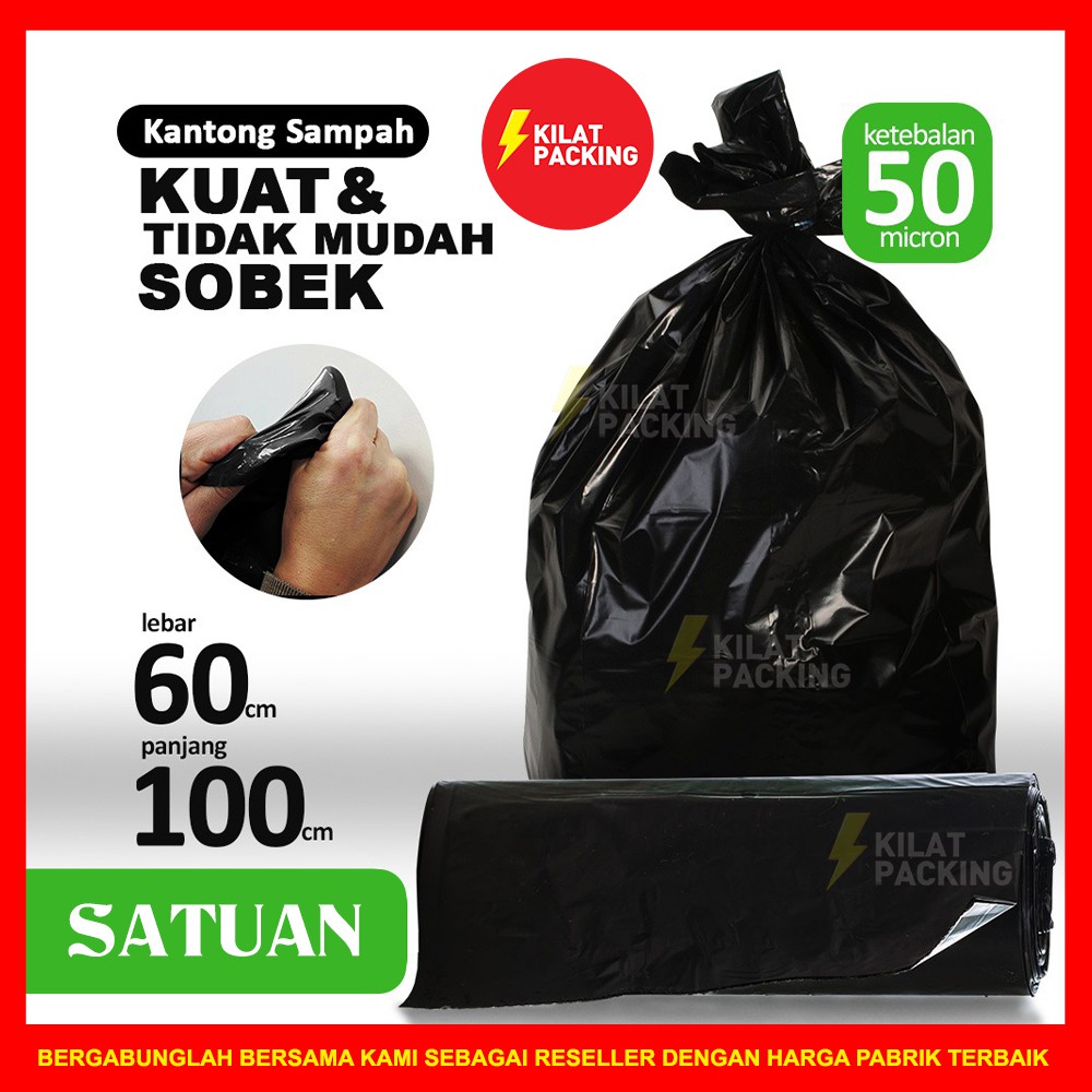 Jual Plastik Sampah Trash Bag Kantong Plastik Sampah Kresek Sampah Hitam Premium 60cm X 5755