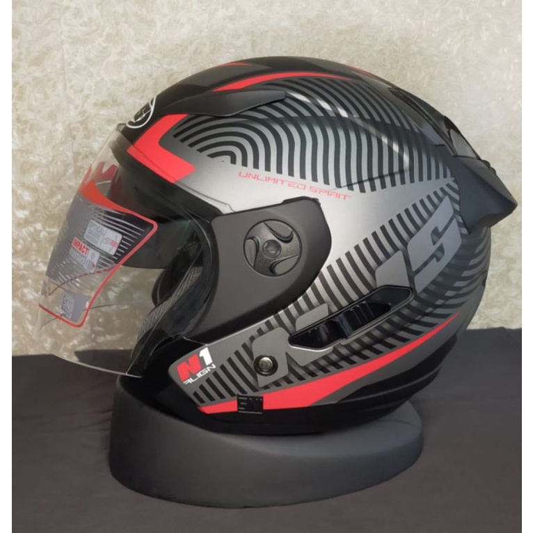 helm njs racing alignline. halface double visor