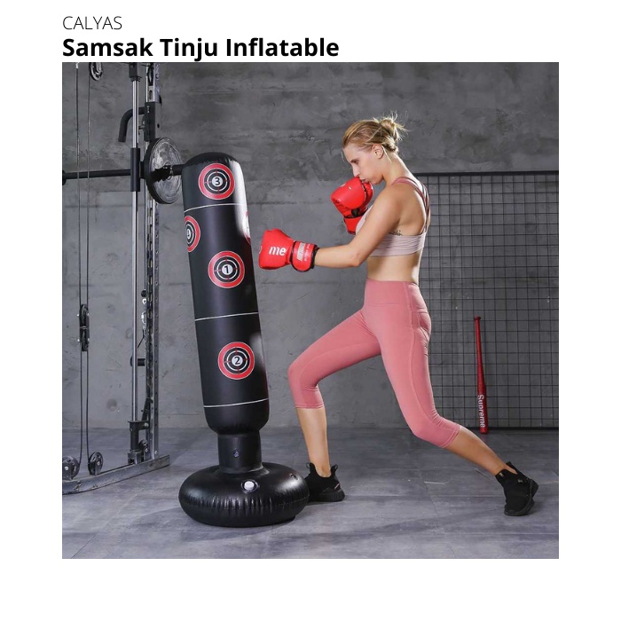 Samsak Tinju Balon Bantalan Boxing Inflatable Vertical Punching Bag 1.6M