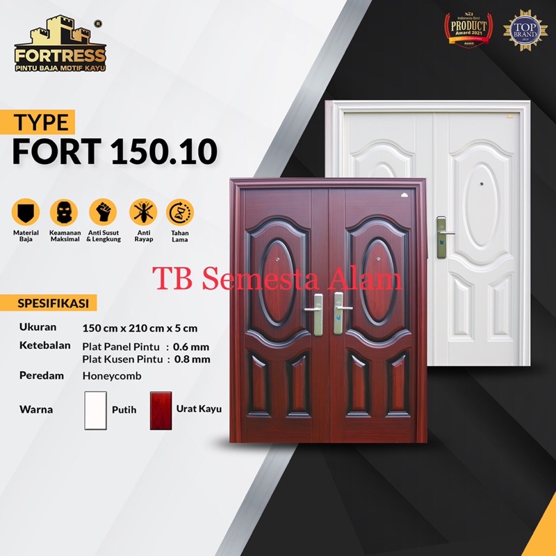 Pintu Baja Urat Kayu Fortress FORT150 Pintu Double
