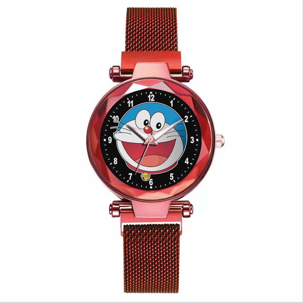 Jam Tangan Wanita Custom - DORAEMON MOTIF 6 Free Box &amp; Batre Cadangan