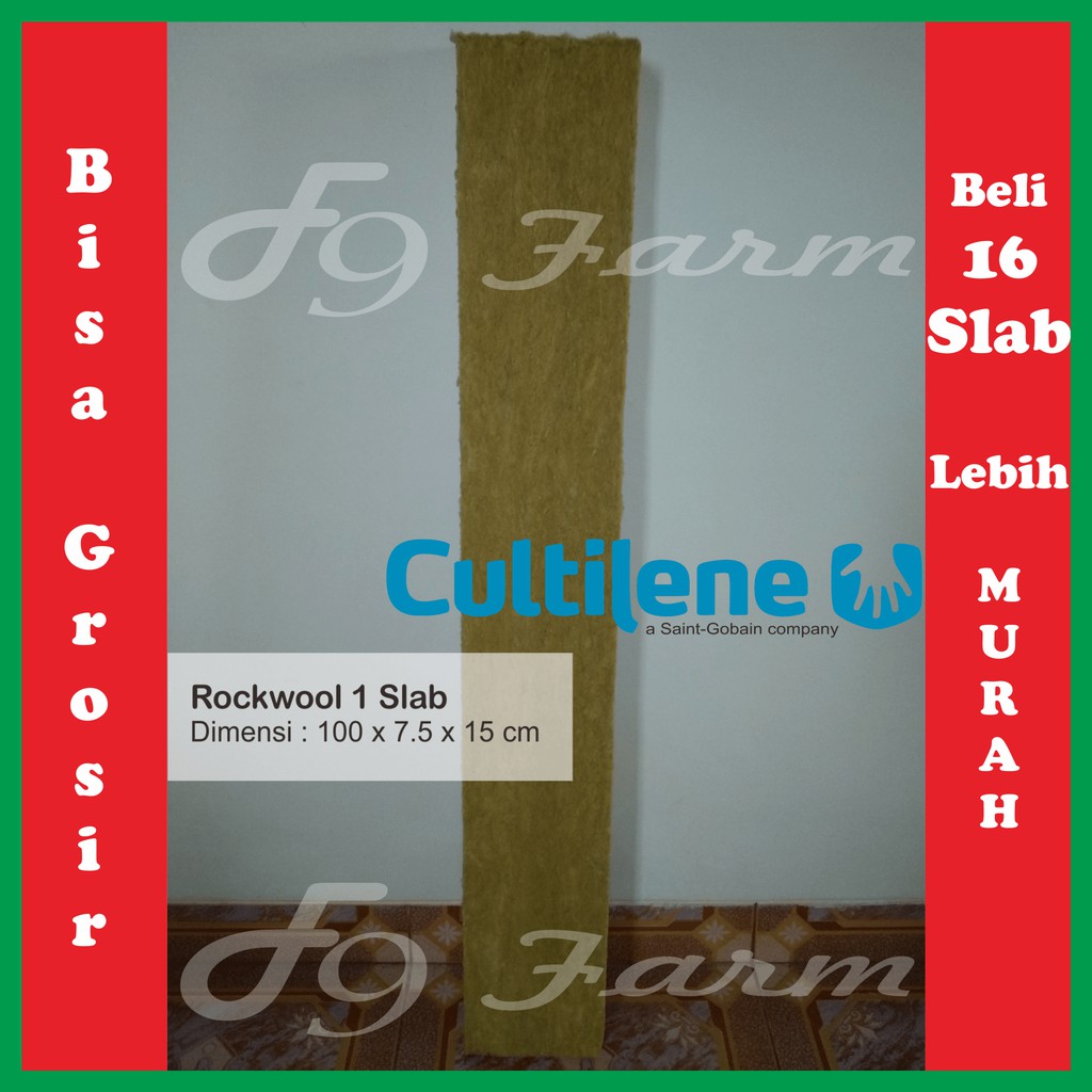 Rockwool Hidroponik Cultilene, Media Tanam Hidroponik 1 Slab, Import, bisa grosir / ball