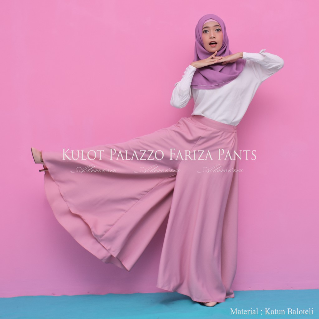 Celana Kulot Wanita Fariza Palazzo Pants Kulot Payung Lebar Bahan Baloteli Banyak Warna