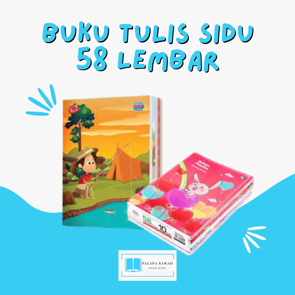 

Buku tulis SIDU 58 dan 38 SINAR DUNIA 58lbr dan 38lbr per pak (10buku)