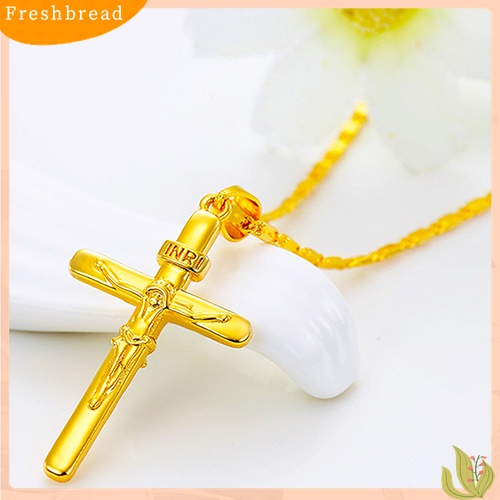 Terlaris Men's Women's Fashion 24K Gold Plated Cross Pendant Chain Choker Necklace