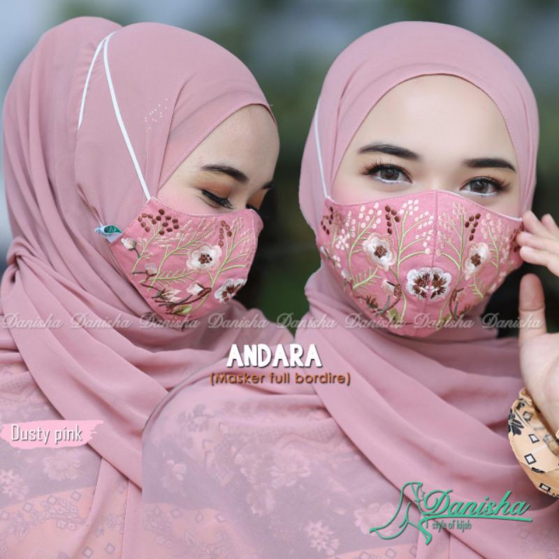 Masker Andara Full Bordire Original Danisha Hijab
