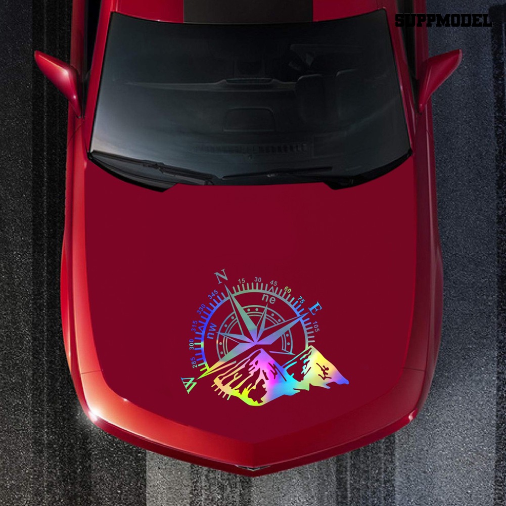 Car D-1100 Stiker Decal Motif Kompas Gunung Bahan PVC Untuk Dekorasi Mobil