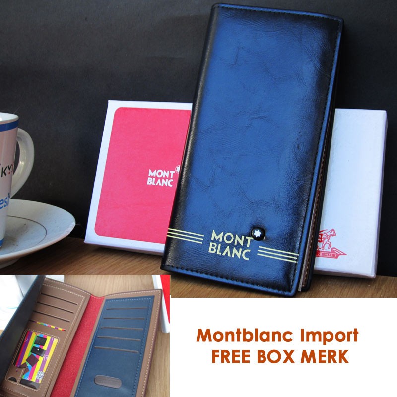 Dompet KUlit pria Wanita  panjang import lipat kartu Montblanc super