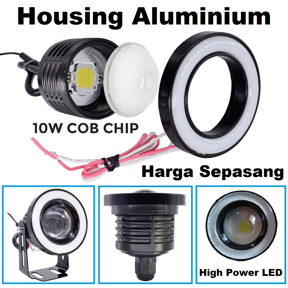 Foglamp LED Angel Eyes 89mm / 3.5 Inci Inch Projector Universal Mobil 89 mm Lampu Kabut Foglight