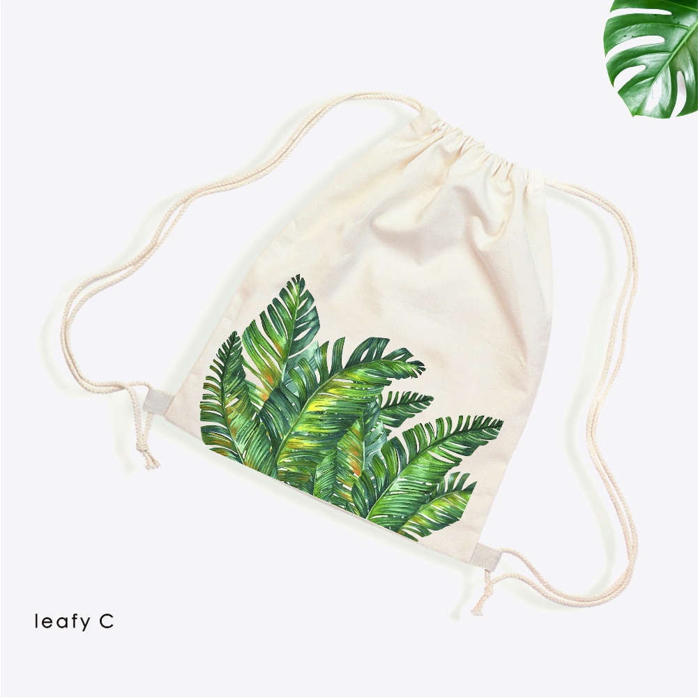 Stringbag Motif Daun Tropic Tropical Leafy Santai klasik Vintage #STTR