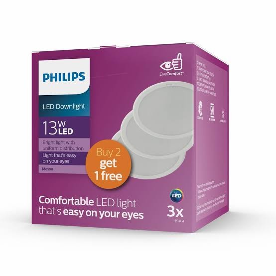 LAMPU DOWNLIGHT LED PHILIPS 13 WATT PAKET COOL DAYLIGHT PUTIH 6500K