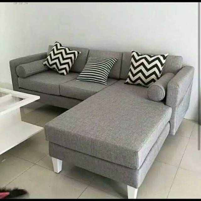 Sofa L grey minimalis TERMURAH bandung