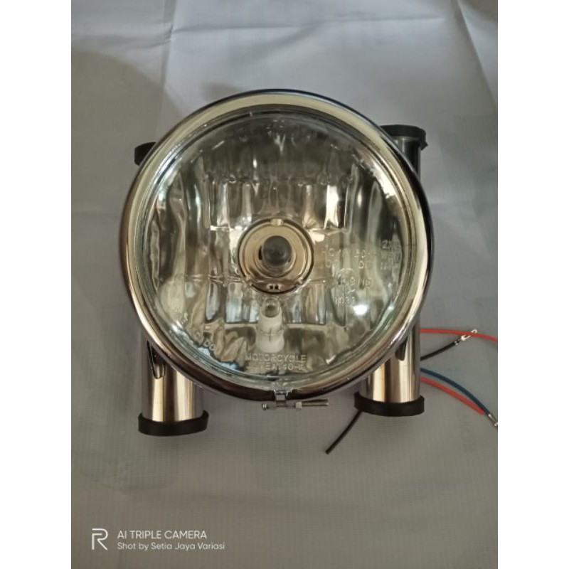 LAMPU DEPAN PESEK JUTE KACA BENING BATOK CHROME   MURAH