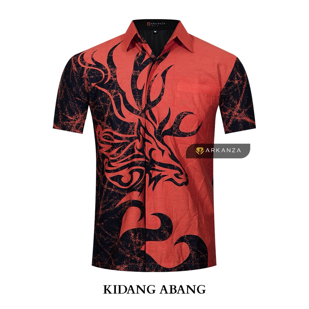 BATIK ARKANZA Motif KIDANG ABANG Hem Atasan Kemeja Baju Batik Pria Cowok Laki Laki Slimfit Full Lapis Furing Lengan Panjang Lengan Pendek Original Asli