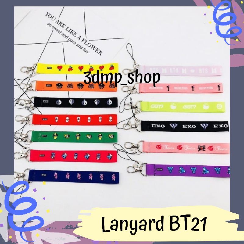 Lanyard BT21 got7 blackpink tata chimmh shoomy koya cooky Keyring gantungan pendek