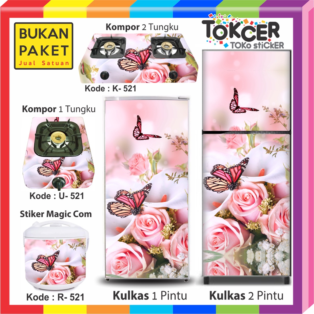 Stiker Kulkas Kompor Magic Com Kupu-kupu PINK baby