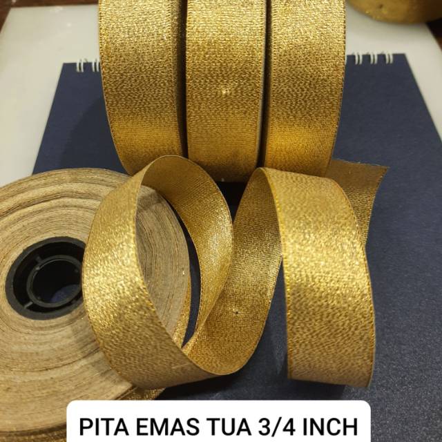

Pita gliter gold/pita kilap warna emas 3/4 inch/pita kado (25 yard)