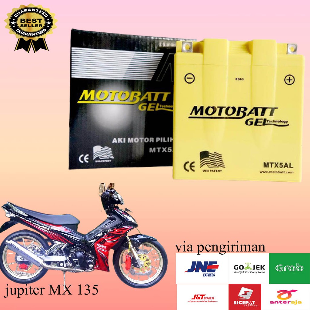 Aki motor yamaha jupiter mx 135 motobatt MTX5AL accu kering gel ORIGINAL