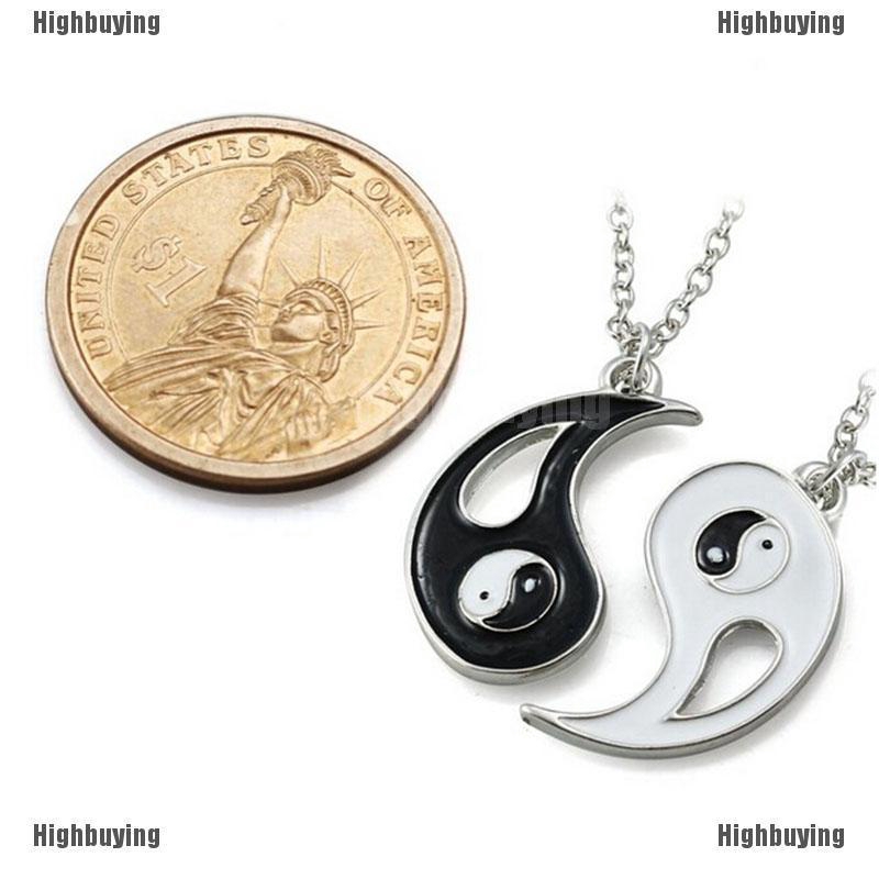 2pcs Kalung Persahabatan Liontin Yin Yang Warna Hitam Putih Untuk Pasangan