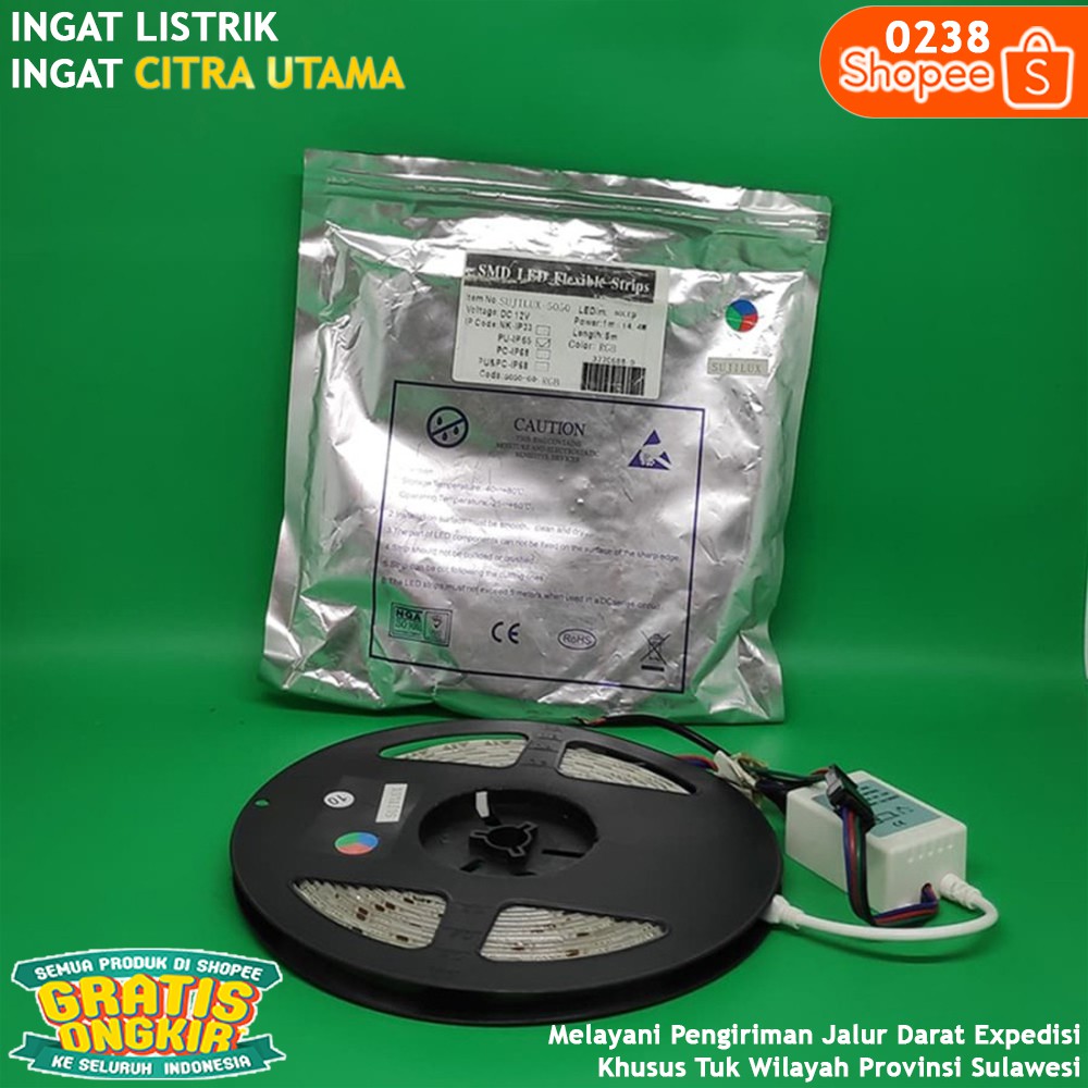LAMPU STRIP LED 12V RGB 5050 IP65 K0238