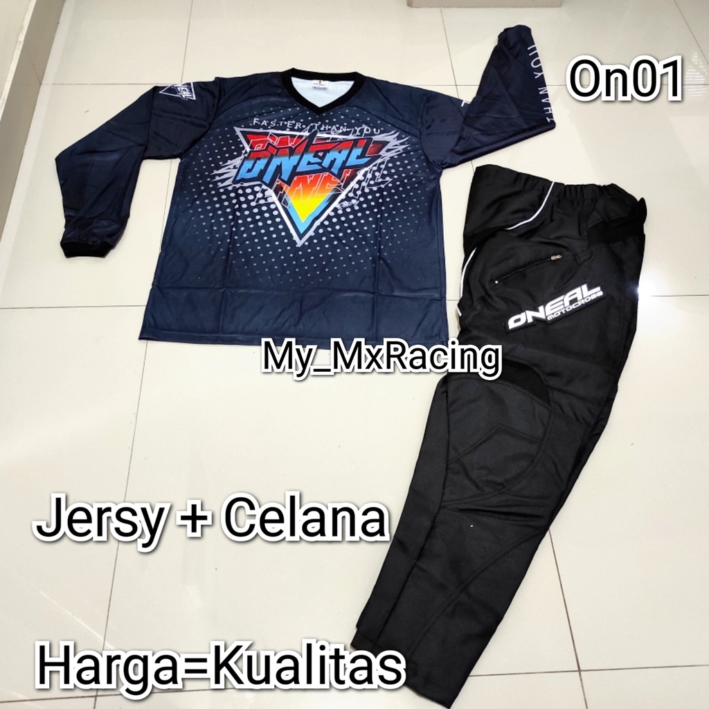 jersy cross trail baju offroad printing satu set jersey kualitas premium celana cross dan baju